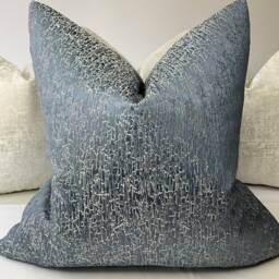 Blake Luxury Textured Cushion Cover - Denim Blue Designer Handmade Pillow Sham Case Throw Sofa Bed Double Sided - thumbnail 3