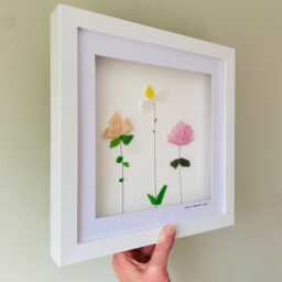 Sea Glass Birth Flower Wall Art - Framed Botanical Picture Handmade in Cornwall - thumbnail 3