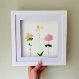 Sea Glass Birth Flower Wall Art - Framed Botanical Picture Handmade in Cornwall - thumbnail 2
