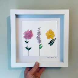 Sea Glass Birth Flower Wall Art - Framed Botanical Picture Handmade in Cornwall - thumbnail 1