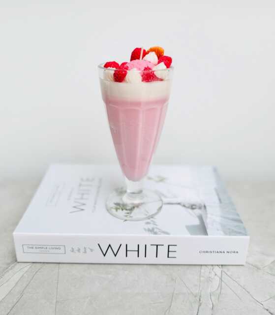 Strawberry Milkshake Candle, Soy Wax Novelty Strawberry Sundae & Cream Fragrance - image 1