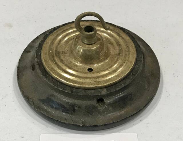 Brass Ceiling Hook Lamp Chandelier Light Wall Patras Wooden Mount Hanging Chain Antique Old - image 1
