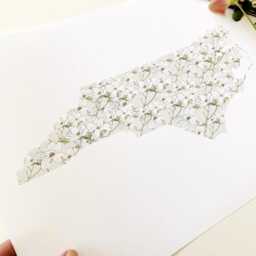 North Carolina State Flower Map Watercolor Dogwood - Art Print Floral Mothers Day Gift Wall Graduation Wedding Realtor Moving - thumbnail 4