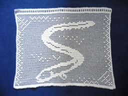 Crochet Curtain Natural Fish Crocheted Vintage Eel Bathroom - thumbnail 1