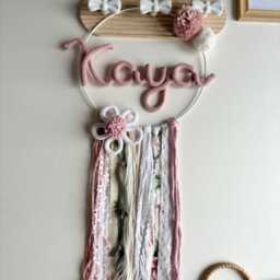 Handmade Personalized Kids Room Dreamcatcher For Boho Nursery Wall Decor, Soft Hanging Baby & Childrens - thumbnail 4
