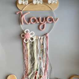 Handmade Personalized Kids Room Dreamcatcher For Boho Nursery Wall Decor, Soft Hanging Baby & Childrens - thumbnail 2