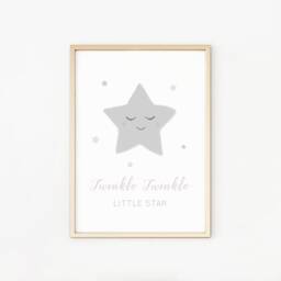 Neutral Moon Stars Cloud Prints - Set Of 3, Pink Grey Baby Print, Nursery Prints, Wall Art, New Baby, Blue Bedroom, Gift, Size A3 A4 - thumbnail 2