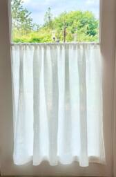 Pure Irish Linen Cafe Curtain Panel White Pre Shrunk Baird Mcnutt Linen, Handmade in Scotland - thumbnail 1