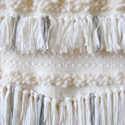 Handmade Woven Wall Hanging Gray & Ivory Fiber Art Tapestry - thumbnail 4