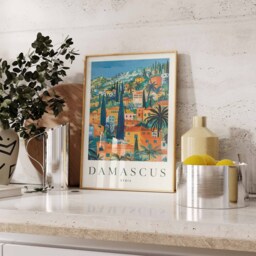 Damascus Travel Poster Syria Cityscape Art Print - thumbnail 2