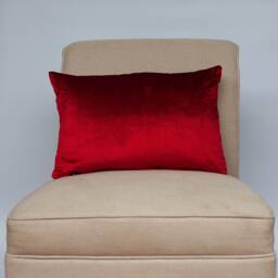 Bella Plain Velvet Boudoir Cushion. Bright Red Supersoft Chenille. Modern & On-Trend Home Accessory. 17x12