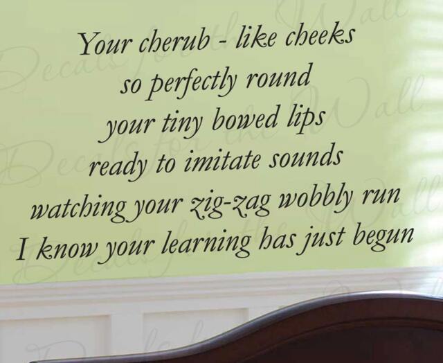 Your Cherub Like Cheeks So Perfectly Round Boy & Girl Room Kid Baby Nursery Vinyl Decor Art Quote Decal Wall Decoration Sticker K56 - image 1