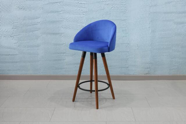 Swivel Counter Stools - Bar Large Chairs Wooden Legs Velvet/Leather Seat Height - image 1
