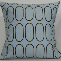 New 18x18 Inch Designer Handmade Pillow Case. Misty Blue & Putty in Retro Pattern - thumbnail 2