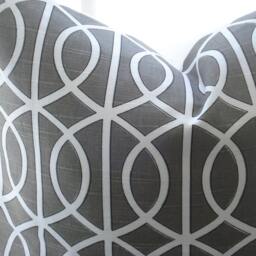 Bella Porte Charcoal Pillow Cover - Geometric Trellis Design - thumbnail 2