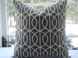 Bella Porte Charcoal Pillow Cover - Geometric Trellis Design - thumbnail 1