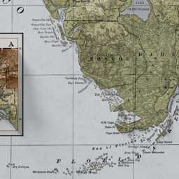 Florida Map - Vintage Style 1882 Elevation 2D Print With 3D Effect Shaded Relief Poster Usa United States - thumbnail 2