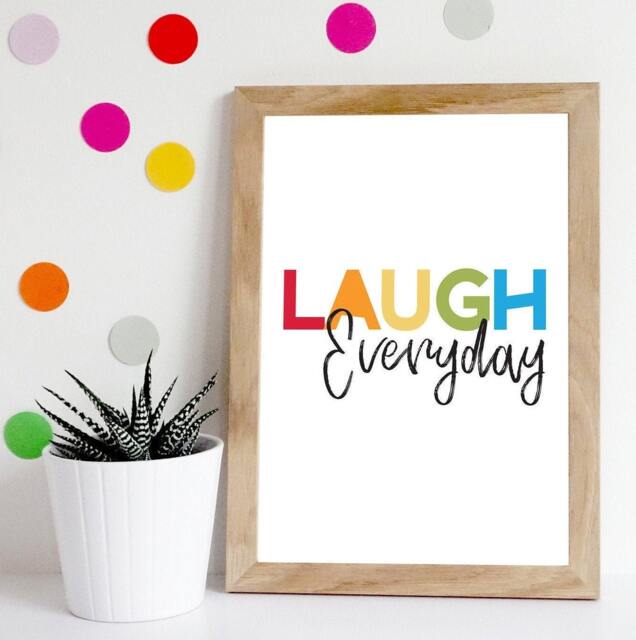 Laugh Everyday Print, Playroom Prints, Decor, Rainbow Be Happy, Gender Neutral Wall Art, Home Decor - image 1