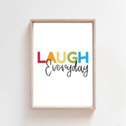 Laugh Everyday Print, Playroom Prints, Decor, Rainbow Be Happy, Gender Neutral Wall Art, Home Decor - thumbnail 2