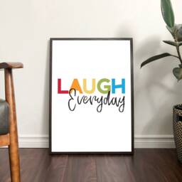 Laugh Everyday Print, Playroom Prints, Decor, Rainbow Be Happy, Gender Neutral Wall Art, Home Decor - thumbnail 3