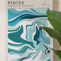 Astrology Print - Pisces Poster Gifts Zodiac Tarot Art A4 - thumbnail 2