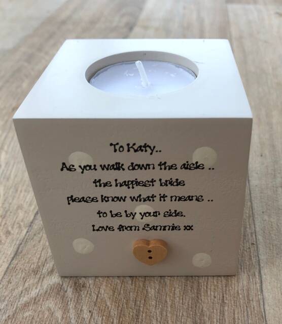 Personalised Gift For Bride From Bridesmaid Maid/Matron Of Honour Candle Gift Wedding Present Any Name You Would Like - image 1