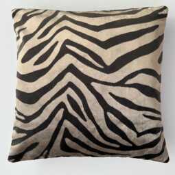 Zebra Stripe Velvet Cushion Cover, Handmade Jacquard Ikat Cushion, Decorative Pillow 17''x17''/44x44 cm - thumbnail 1