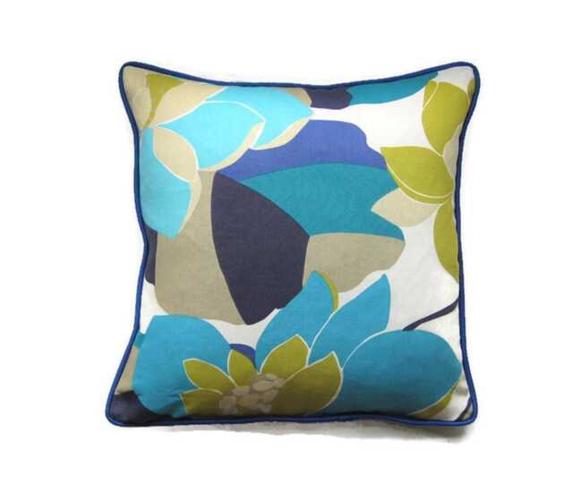Scion Diva Floral Cotton Cushion Cover Blue Turquoise Green Pillow - image 1