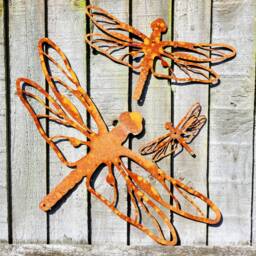 Dragonfly Metal Sculpture, Rusted Wildlife Garden Art, Rustic Nature Gifts, Monsoon For Wall Decor, Fencing Ornament - thumbnail 2