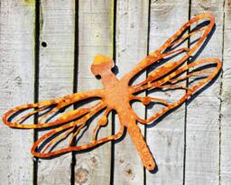 Dragonfly Metal Sculpture, Rusted Wildlife Garden Art, Rustic Nature Gifts, Monsoon For Wall Decor, Fencing Ornament - thumbnail 1