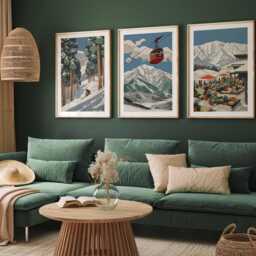 Japanese Ski Poster Set Of 3 - Vintage Skiing Wall Art, Travel Scenic Japan Slopes Prints, Winter Sports Gift Idea - thumbnail 3