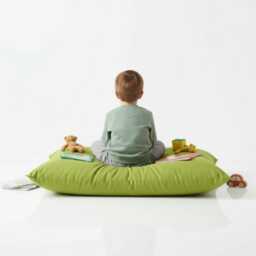 Lime Green Beanbag Floor Cushion Water Resistant Polyester Pillow - thumbnail 2