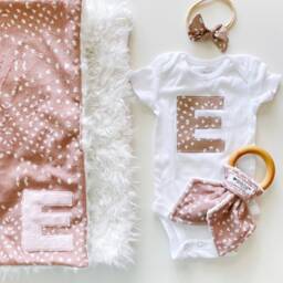 Mauve Minky Lovey Boho Tile Dot Baby Blanket - thumbnail 4