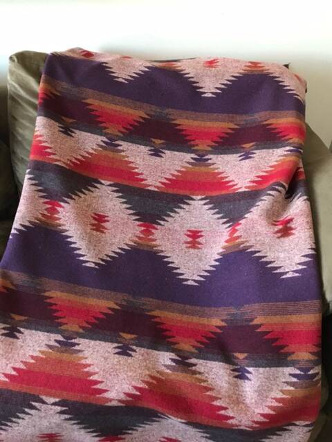 Wool Blend Blanket in Purple Red Gold - Valley - image 1
