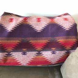 Wool Blend Blanket in Purple Red Gold - Valley - thumbnail 3
