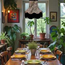 Traditional Handmade Lynx Animal Print Scalloped Lampshades With Black Fringe, Made in The UK - thumbnail 3