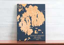 Mount Desert Island, Maine Map - Engraved Wood Coastal Wall Art Sign, Beach House Home Decor Nautical Print, Unique Personalized Family Gift - thumbnail 1