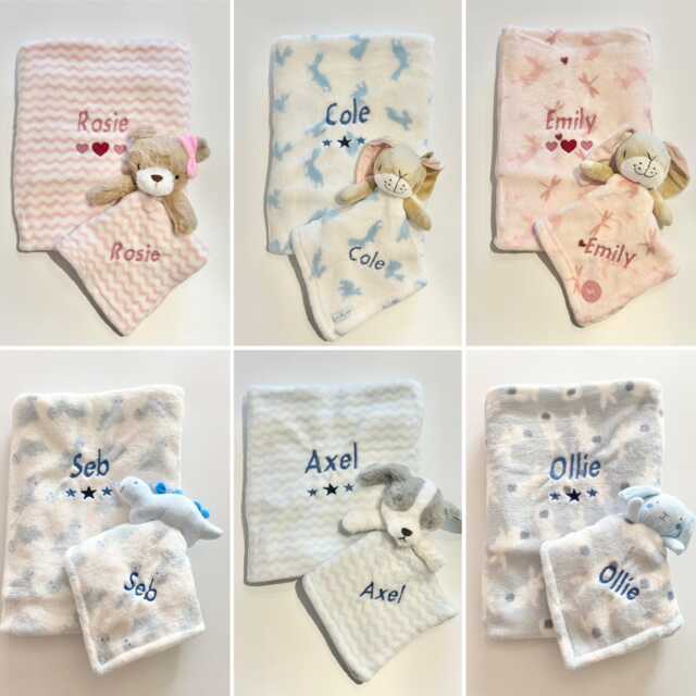 Personalised Baby Gift Set, Blanket & Comforter New in A Choice Of Designs - image 1