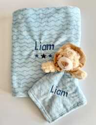 Personalised Baby Gift Set, Embroidered Blanket & Comforter Newborn - thumbnail 1