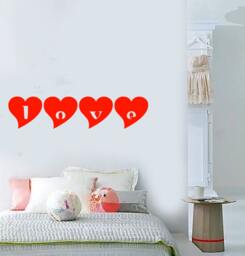 Wall Vinyl Decal Love Words in Hearts Symbols Of Teenage Room Modern Sketch Home Art Decor - #1171Dz - thumbnail 1