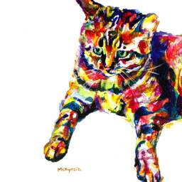 Colorful Cat Portrait - Print Of Original Painting, Tabby Art, Striped Kitten - thumbnail 2