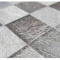 Grey Cowhide Patchwork Rug Leather Hide Area Farmhouse Decor Rustic Home New Gift - thumbnail 3