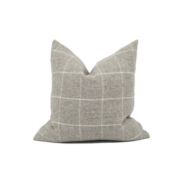 Art Of The Loom - Siegfried Wool Check Zinc 100% Pure Cushion Cover Handmade Throw Pillow Designer Home D??cor - image 1