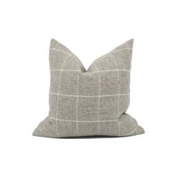 Art Of The Loom - Siegfried Wool Check Zinc 100% Pure Cushion Cover Handmade Throw Pillow Designer Home D??cor - thumbnail 1