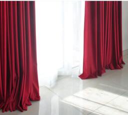 Pair Of Red Velvet Curtains, Bedroom Living Room Custom Curtains - thumbnail 1
