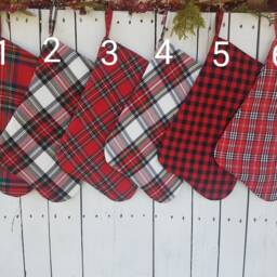 Holiday Plaid Christmas Stockings, Family Tartan Stockings - thumbnail 2