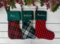 Holiday Plaid Christmas Stockings, Family Tartan Stockings