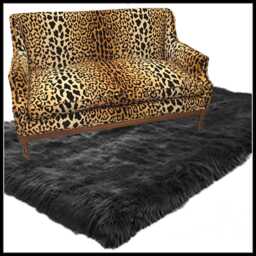 Black Mongolian Llama Faux Fur Area Rug - Long Hair Shag, Handmade Usa - thumbnail 4
