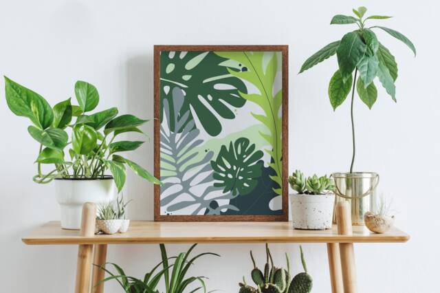 Tropical Leaves Poster - Palm Leaf Wall Art Plant Home Decor Monstera Botanical Jungle Green - image 1