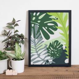 Tropical Leaves Poster - Palm Leaf Wall Art Plant Home Decor Monstera Botanical Jungle Green - thumbnail 2